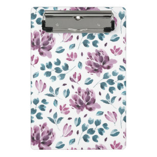 Aquarell-Lila-Pfingstrosen-Blumenplaner Mini Klemmbrett