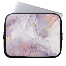 Aquarell Lila Rosa Alkohol Tinte Gold Glitzer C Laptopschutzhülle
