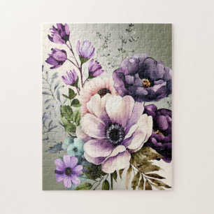 Aquarell Lila Rosa Blumen Golden Elegant
