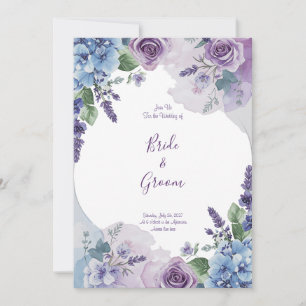 Aquarell Lila Rose Blaue Hortensie Lavendel Kranz Einladung