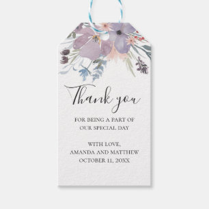 Aquarell lila rustikale Blumenhochzeit Dankeschön Geschenkanhänger