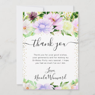Aquarell lila Sommerblumen Geburtstag Dankeskarte