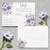 Aquarell-Lila- und Blaublumen-Hochzeits-RSVP