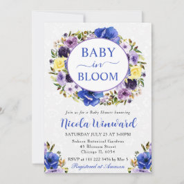 Aquarell Lila und Creme Wreath Babydusche Einladung