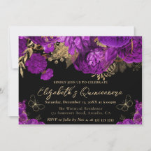 Aquarell Lila und Gold Blume Quinceanera