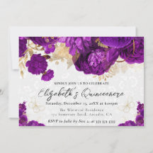 Aquarell Lila und Gold Blume Quinceanera