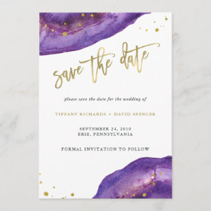 Aquarell Lila und Goldgeode Save the Date