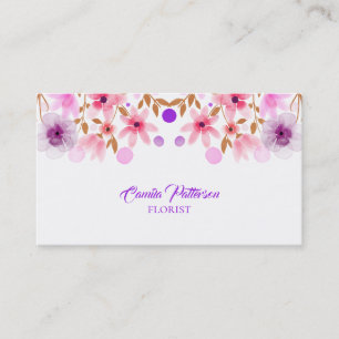 Aquarell lila und rosa Blumen Visitenkarte