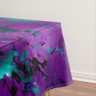 Aquarell-Lila- und Türkis-Marmor-Galaxie Tischdecke