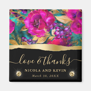 Aquarell-Lila- und Türkisblumen-Hochzeit Magnet