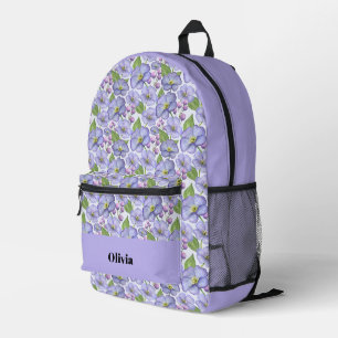 Aquarell Lila Veilchen & Floralmuster Bedruckter Rucksack