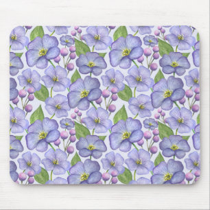 Aquarell Lila Veilchen & Floralmuster Mousepad