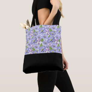 Aquarell Lila Veilchen & Floralmuster Tasche