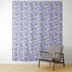Aquarell Lila Veilchen & Floralmuster Wandteppich
