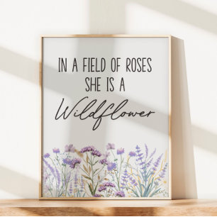 Aquarell-Lila-Wildblumengarten-Natur-Zitat Poster