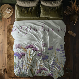 Aquarell-Lila-Wildblumenwiese-Zitat Fleecedecke