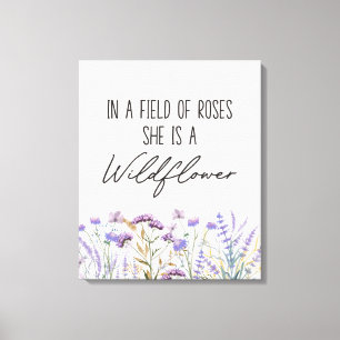 Aquarell-Lila-Wildblumenwiese-Zitat Leinwanddruck
