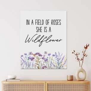 Aquarell-Lila-Wildblumenwiese-Zitat Leinwanddruck