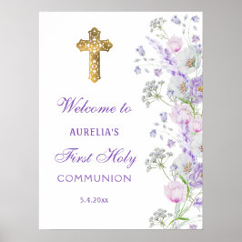 Aquarell Lilac Blume Erste Kommune Willkommen Poster