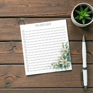 Aquarell-Lilie To-Do-Liste Modern Boho Chic Notizblock