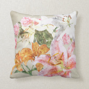 Aquarell-Lilien-Kissen Kissen