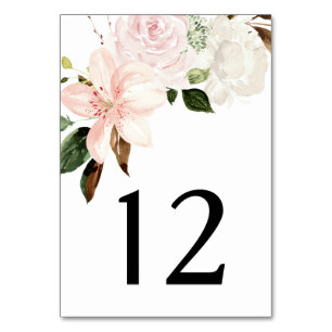 Aquarell-Lilien, Magnolien, Rosen Pfingstrosen   Tischnummer