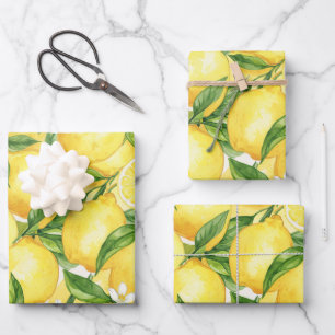 Aquarell-Limettengarten Nahtloses Muster Geschenkpapier Set