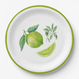 Aquarell Limon und Blätter Papierplatte Pappteller
