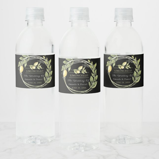 Aquarell Limoncello Flora und Fauna Flasche Wasser (Flaschen)