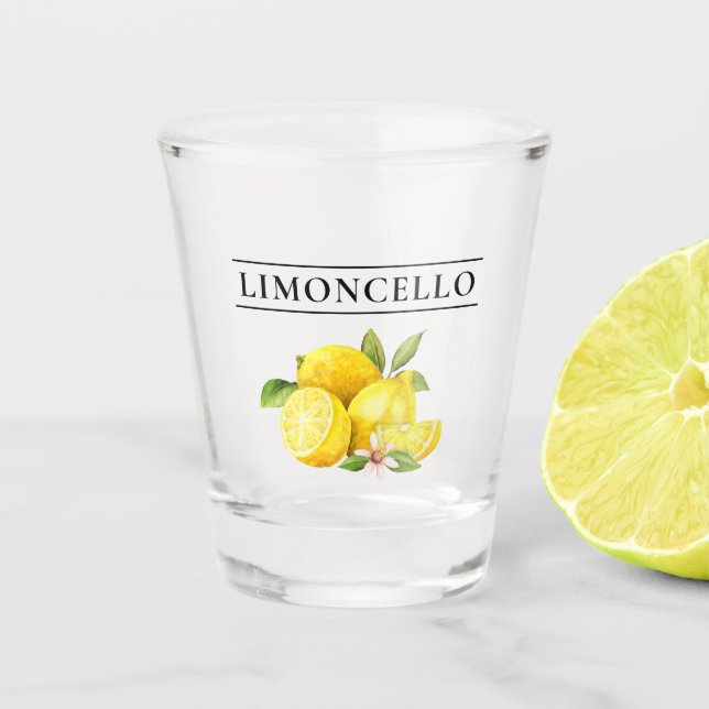 Aquarell Limoncello Schnapsglas (Vorderseite)