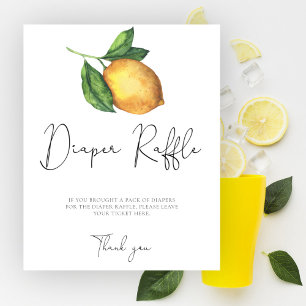 Aquarell-Limonen-Baby-Party-Windel-Raffle Poster