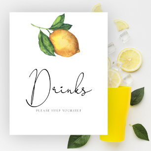 Aquarell-Limonen-Baby-Shower-Getränke bedienen Sie Poster