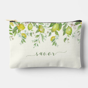 Aquarell-Limonen-Blumen-Reißverschlusstasche Zubehörtasche