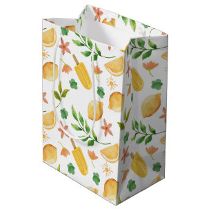 Aquarell-Limonen & Eis am Stiel Mittelgroße Gesche Mittlere Geschenktüte