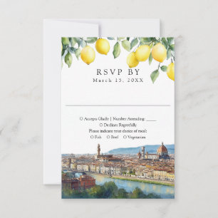 Aquarell-Limonen Florenz Toskana Italien Hochzeit RSVP Karte