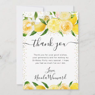 Aquarell-Limonen und Blumen Geburtstag Dankeskarte
