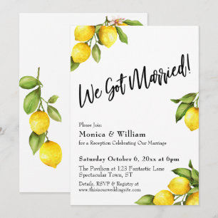 Aquarell-Limonen Wir haben geheiratet Typografie Einladung