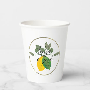 Aquarell-Limonen-Zitronen-Limoncello-Faux-Gold-Hoc Pappbecher