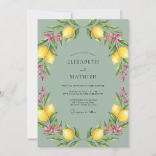 Aquarell-Limonen-Zitrusblüten-Hochzeit Einladung