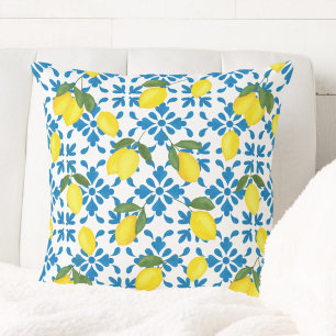 Aquarell-Limonenblau französischer Landhausstil  Kissen