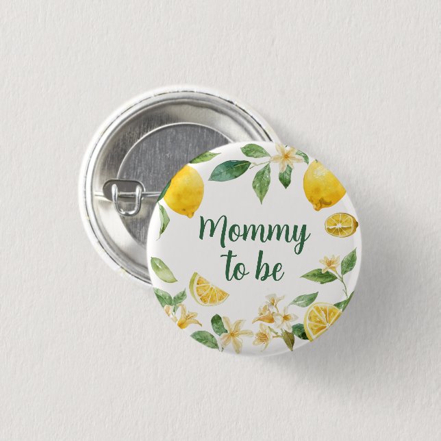 Aquarell-Limonenblüten-Button für werdende Mütter Button (Vorne & Hinten)