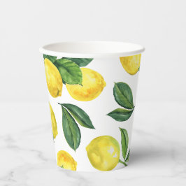 Aquarell-Limonien-Hochzeit | Sommergarten-Zitrusfr Pappbecher