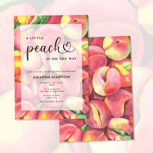 Aquarell Little Peach ist auf dem Weg Baby Shower Einladung