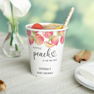 Aquarell Little Peach ist auf dem Weg Baby Shower Pappbecher