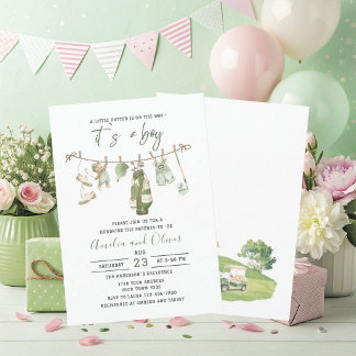 Aquarell Little Putter ist auf dem Weg Baby-Party Einladung