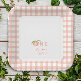 Aquarell Little Sweet Peach ist 1. Geburtstag Pappteller