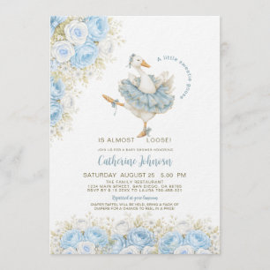 Aquarell Little Sweetie Gans Floral Baby Shower Einladung