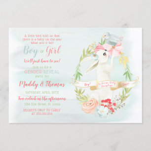 Aquarell-Little-Vogel und Bunny-Gender-Umfrage Einladung