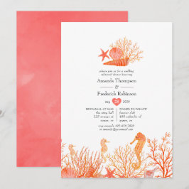 Aquarell Living Coral Beach Probe Abendessen Einladung