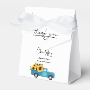 Aquarell-LKW mit Sonnenblumen-Baby-Party Geschenkschachtel